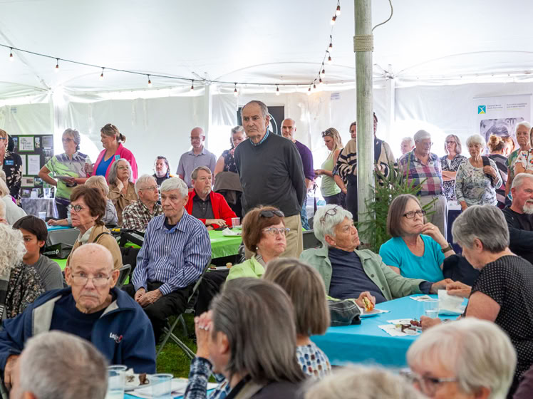 Aboyne Rural Hospice September 15 event attendees gathered in tent