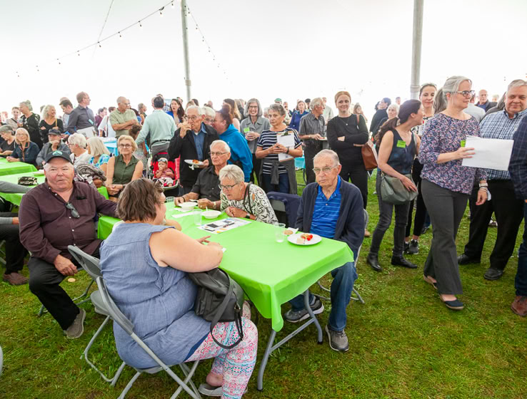 Aboyne Rural Hospice September 15 Community Kick-Off event attendees enjoying the food