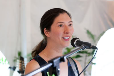 Aboyne Rural Hospice Event Organizer Dr. Clarissa Burke speaking at Aboyne Rural Hospice  Sept 15 Community Kick-off event