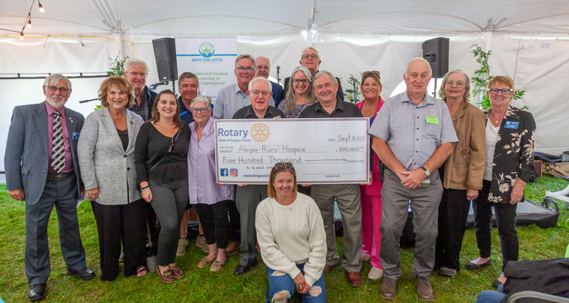 Fergus-Elora Rotary Club and Aboyne Rural Hospice members at donation presentation
